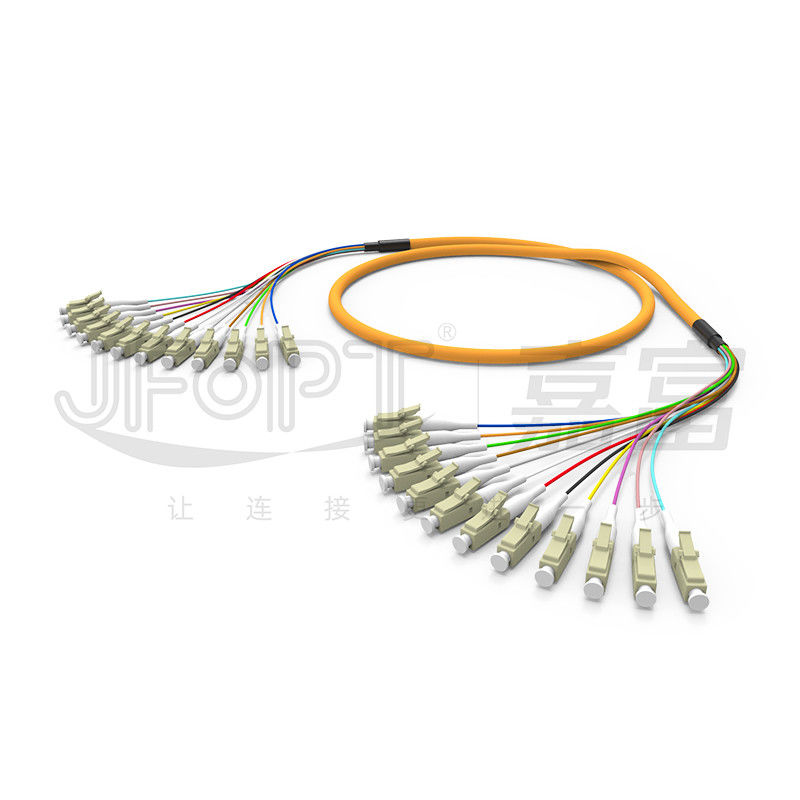 LC - LC 12 Core Bundle Branch Fiber Optic Patch Cord Multimode 50/125 6.2mm LSZH Aqua
