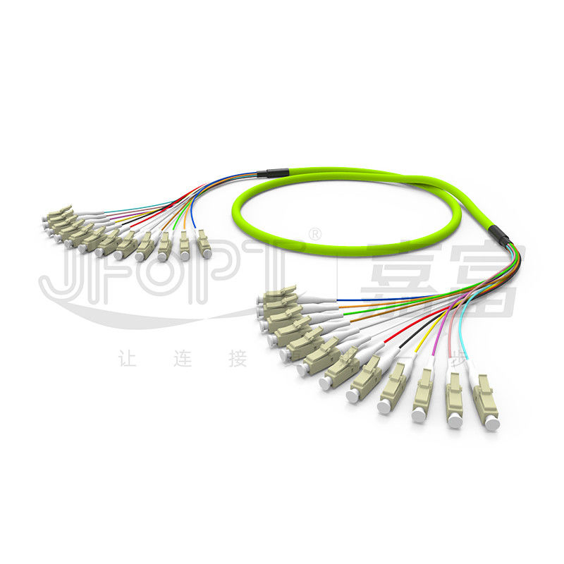 LC - LC 12 Core Bundle Branch Fiber Optic Patch Cord Multimode 50/125 6.2mm LSZH Aqua