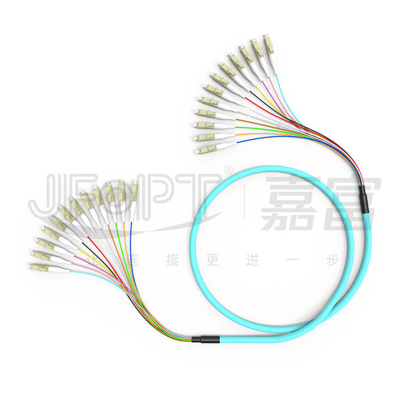 LC - LC 12 Core Bundle Branch Fiber Optic Patch Cord Multimode 50/125 6.2mm LSZH Aqua