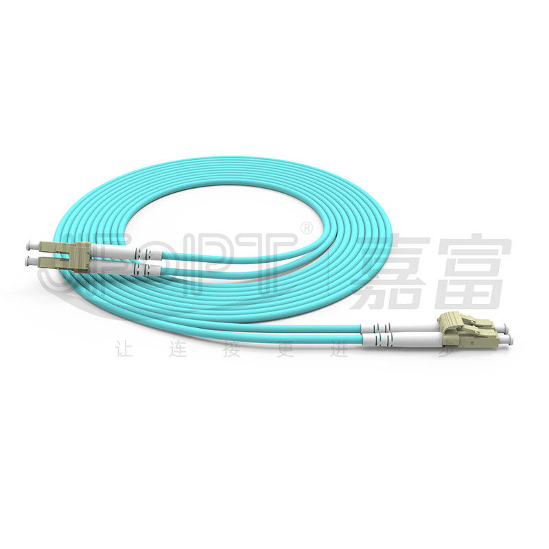 LC-LC Duplex Fiber Optic Patch Cord Multimode 50/125 3.0mm LSZH Aqua