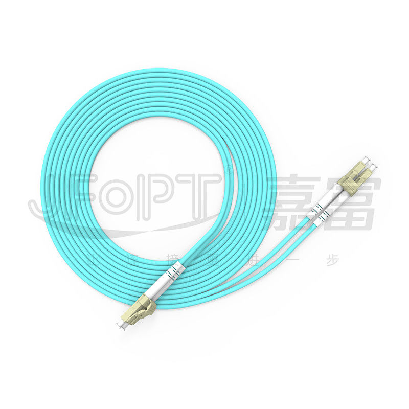 LC-LC Duplex Fiber Optic Patch Cord Multimode 50/125 3.0mm LSZH Aqua