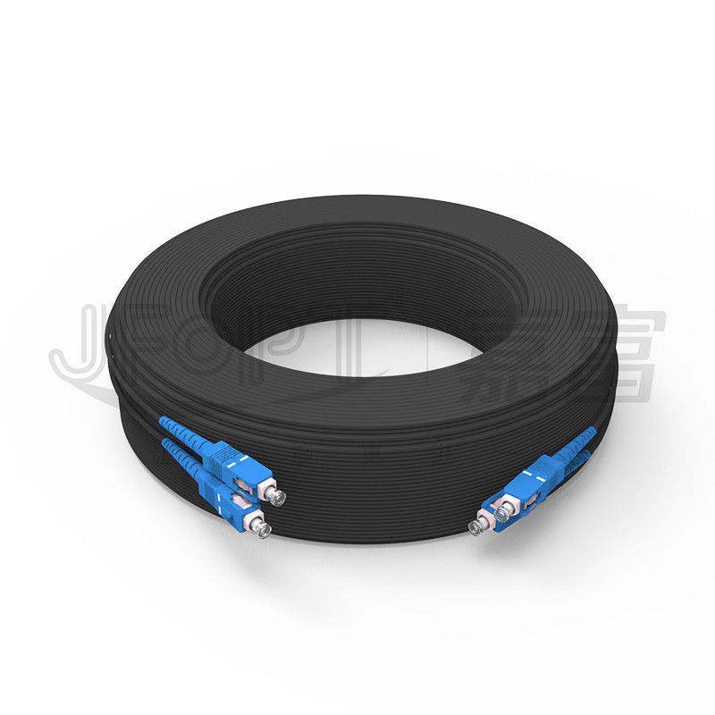 FRP Black Fiber Optic Patch Cord LSZH UV Resistant Autosupported Drop Cable Jumper 2.0*5.0mm