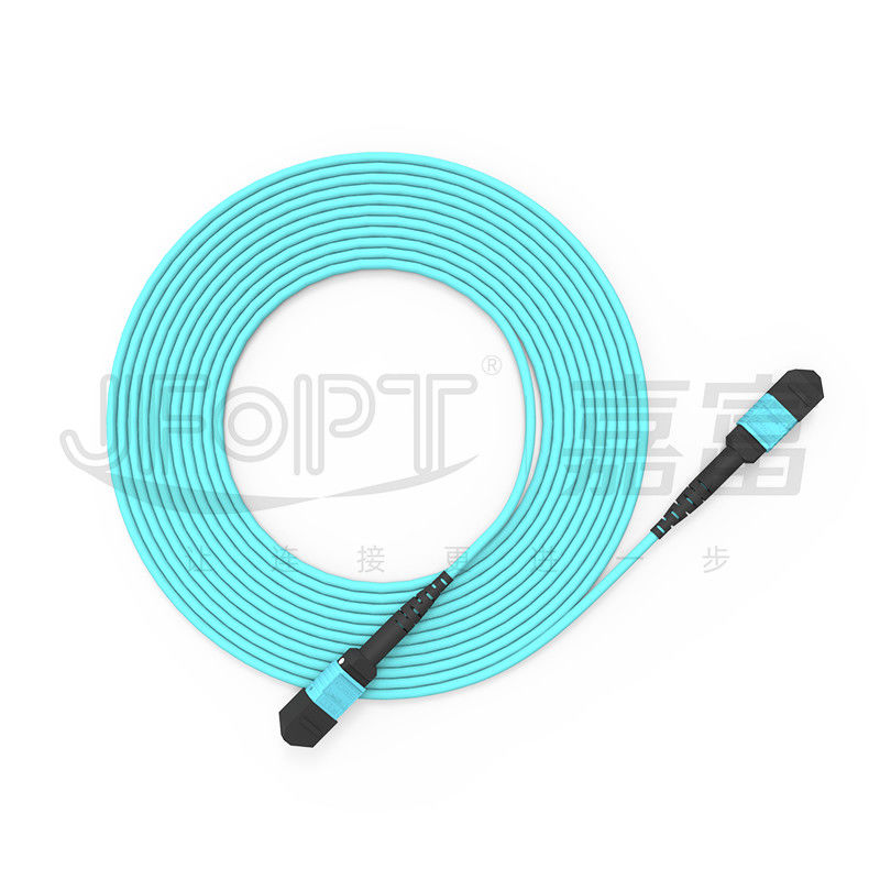 3.0mm LSZH Aqua MTP Patch Cord 16 Cores Fiber Jumper OM3 OM4 OM5 Multimode