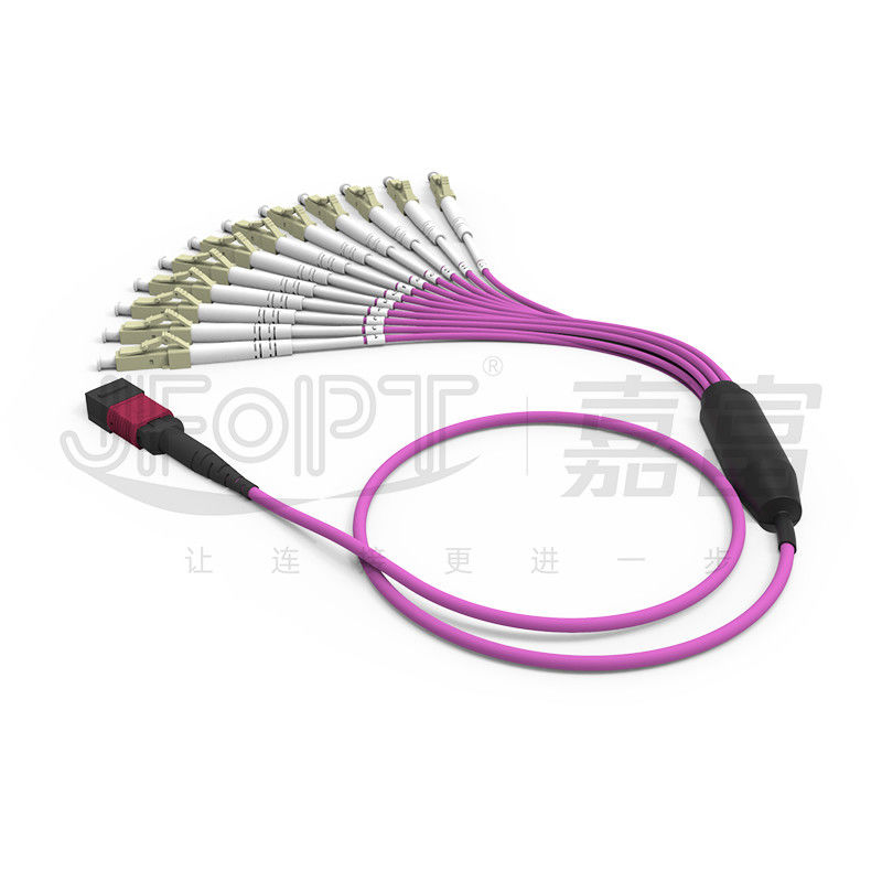 MPO - LC Breakout Patch Cord 2.0mm Fanout LC DX With Clip MM Standard Loss Ferrule