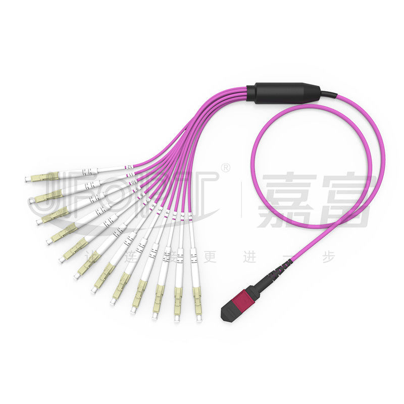 MPO - LC Breakout Patch Cord 2.0mm Fanout LC DX With Clip MM Standard Loss Ferrule