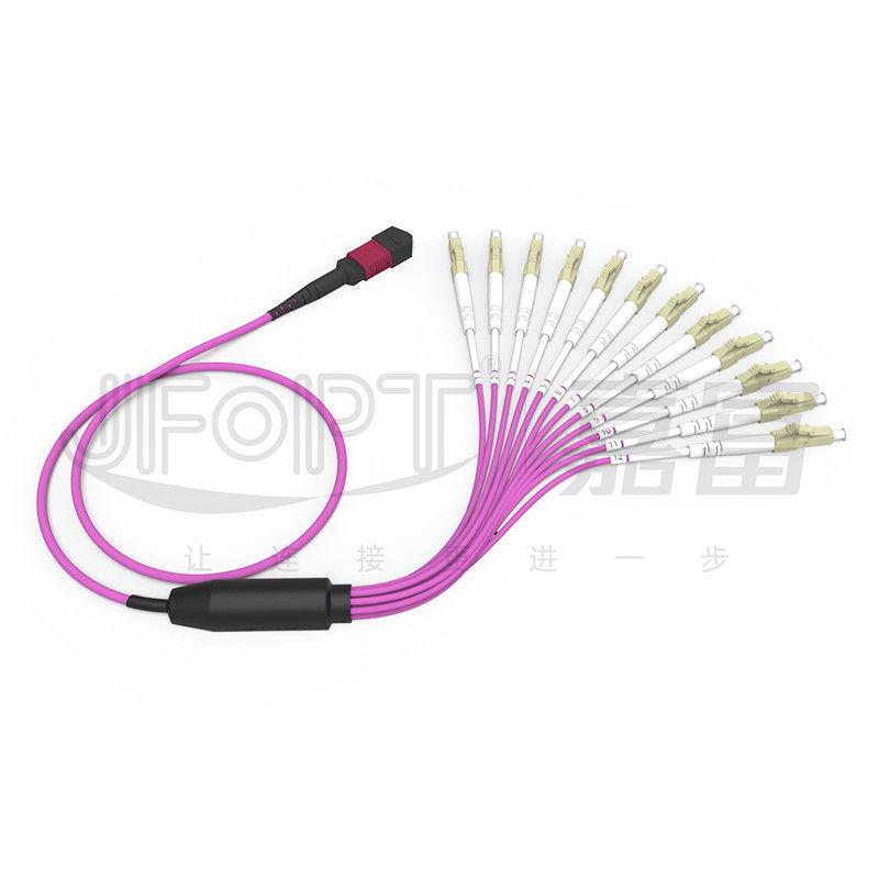 MPO - LC Breakout Patch Cord 2.0mm Fanout LC DX With Clip MM Standard Loss Ferrule