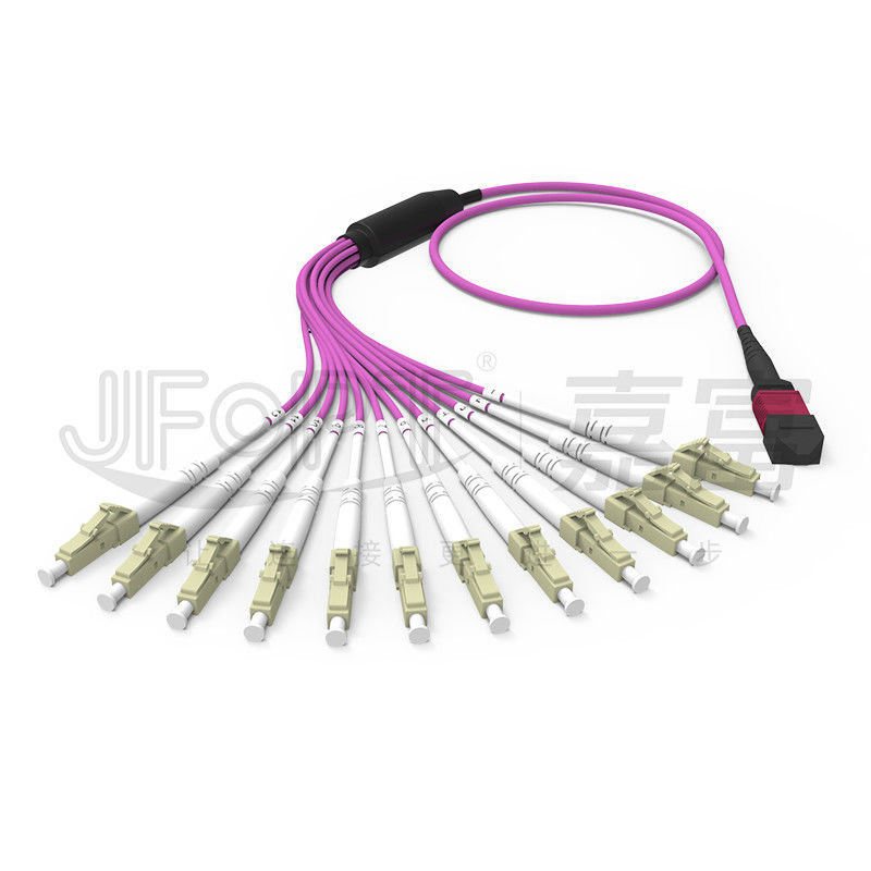 MPO - LC Breakout Patch Cord 2.0mm Fanout LC DX With Clip MM Standard Loss Ferrule