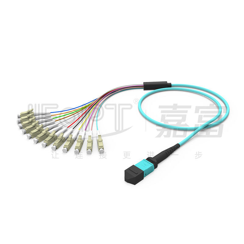 12 Cores MPO To LC Breakout Multimode Patch Cord OM1 OM2 OM3 OM4 OM5 0.9mm Branch