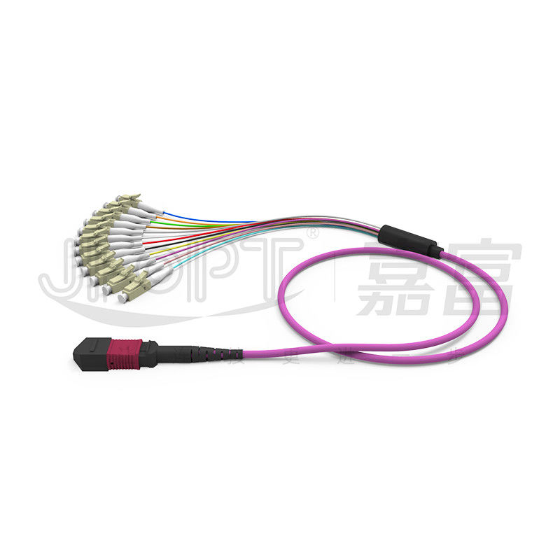 12 Cores MPO To LC Breakout Multimode Patch Cord OM1 OM2 OM3 OM4 OM5 0.9mm Branch