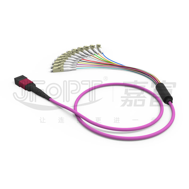 12 Cores MPO To LC Breakout Multimode Patch Cord OM1 OM2 OM3 OM4 OM5 0.9mm Branch