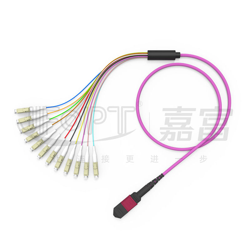12 Cores MPO To LC Breakout Multimode Patch Cord OM1 OM2 OM3 OM4 OM5 0.9mm Branch