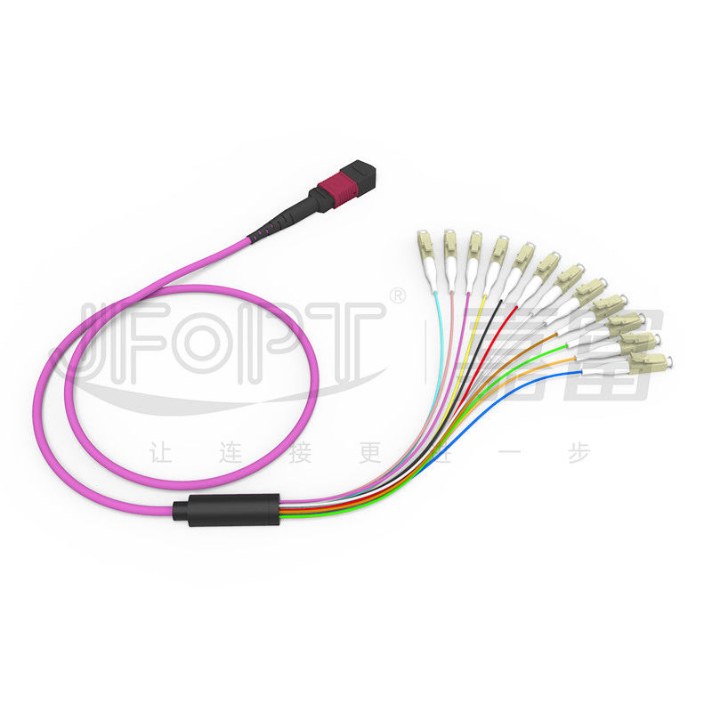 12 Cores MPO To LC Breakout Multimode Patch Cord OM1 OM2 OM3 OM4 OM5 0.9mm Branch