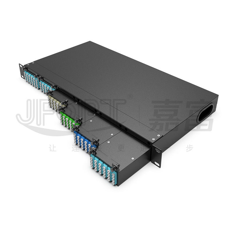 Rack Mount Fiber Patch Panel 6pcs MPO Cassettes With 1pc 24 Cores Or 2pcs 12 Cores MPO-LC Cable