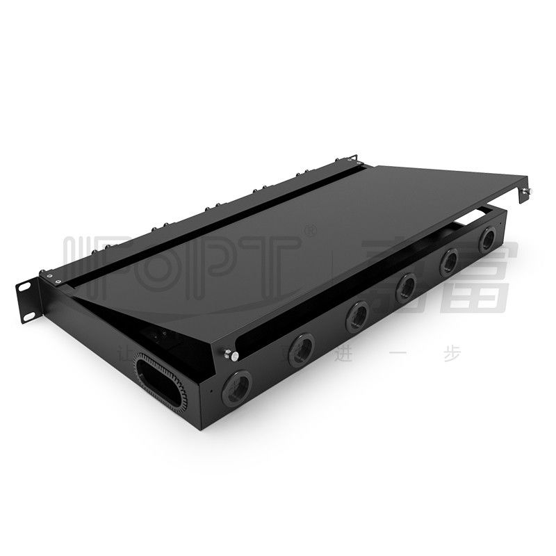 Rack Mount Fiber Patch Panel 6pcs MPO Cassettes With 1pc 24 Cores Or 2pcs 12 Cores MPO-LC Cable