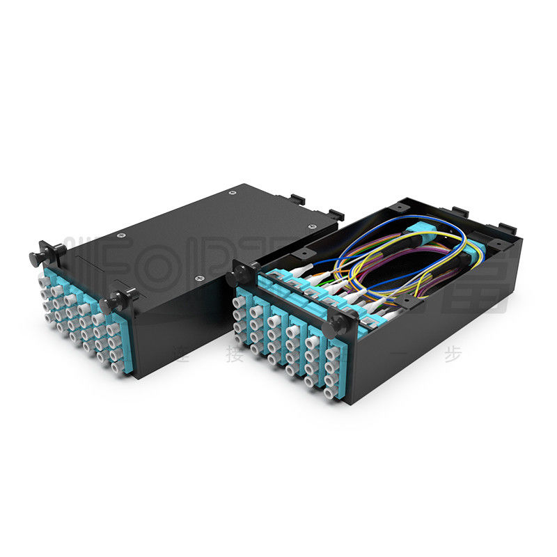 Rack Mount Fiber Patch Panel 6pcs MPO Cassettes With 1pc 24 Cores Or 2pcs 12 Cores MPO-LC Cable