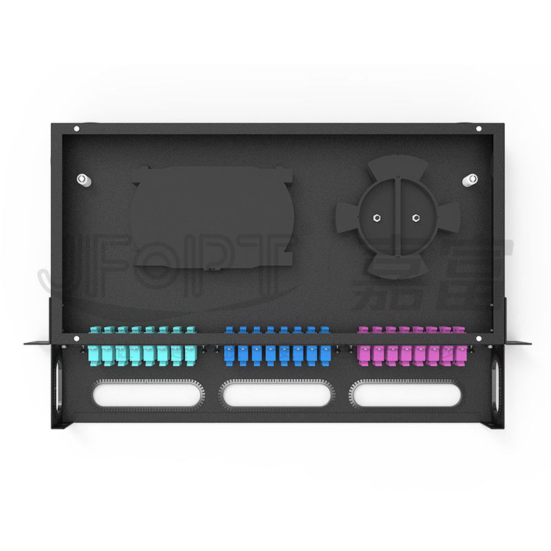 24 Core Fixed Fiber Distribution Box Removable Adapter Panel LC Duplex Aqua OM3 Pigtail