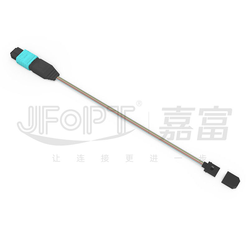 MTP Bare Ribbon Fiber Patch Cord 12 Fibers OM3 MTP-MT With Flat Boot