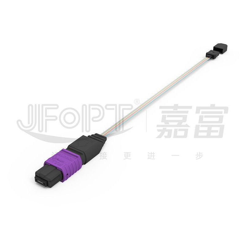 MTP Bare Ribbon Fiber Patch Cord 12 Fibers OM3 MTP-MT With Flat Boot