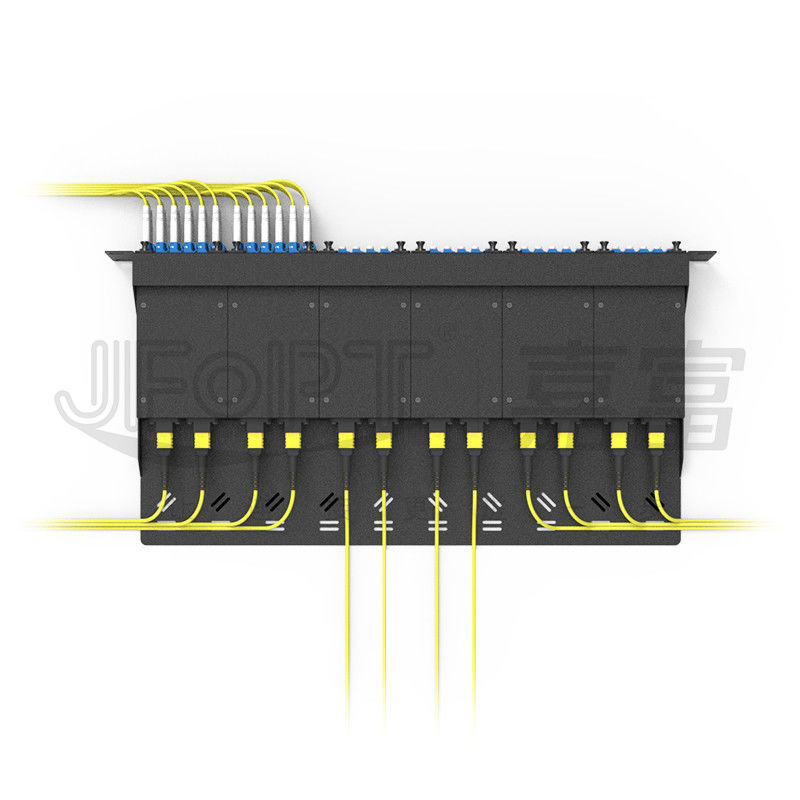 1U 144 Fibers MPO Patch Panel G657A1 G657A2 Single Mode Low Loss MPO / APC - LC / APC Fiber Optic Cassette Module