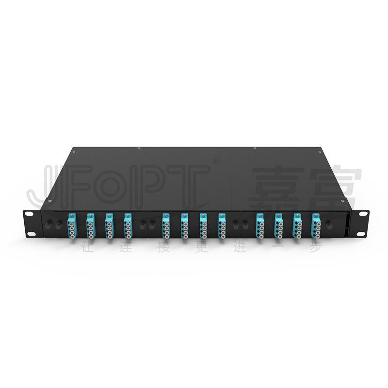 1U 19'' Rotating Rack Mount Fiber Patch Panel With 48 LC QX Adapters And OM3 1m Pigtail
