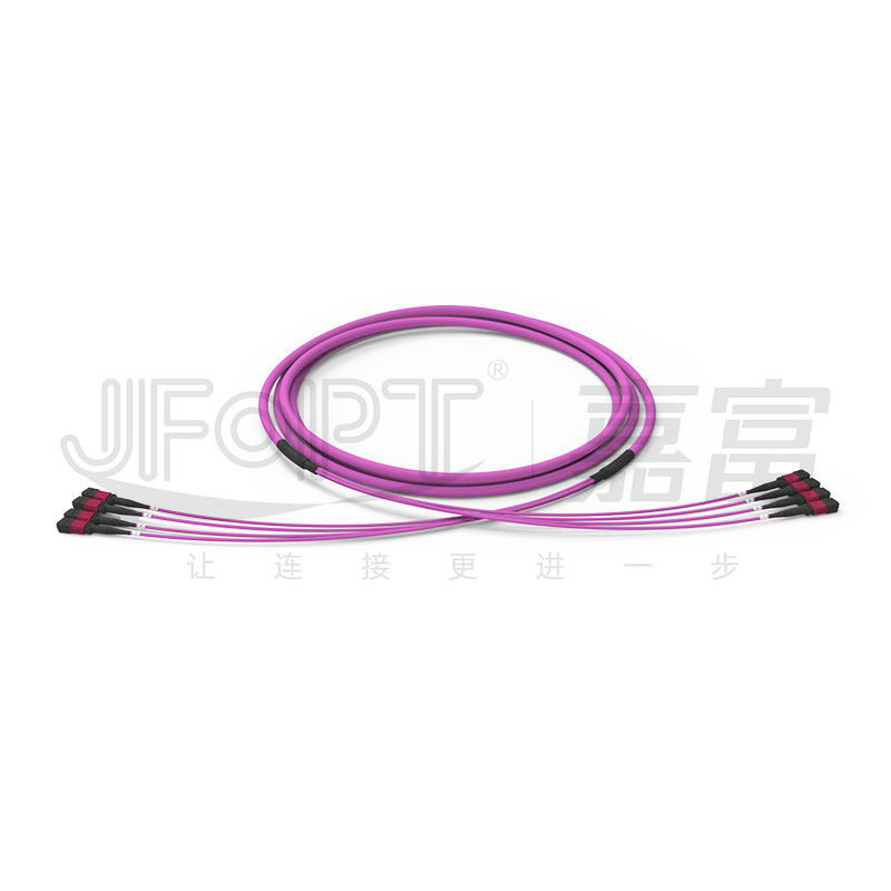 48 Cores 4 Unit Backbone Jumper OM4 MPO Trunk Cable 0.5m Branch With Pulling Eye