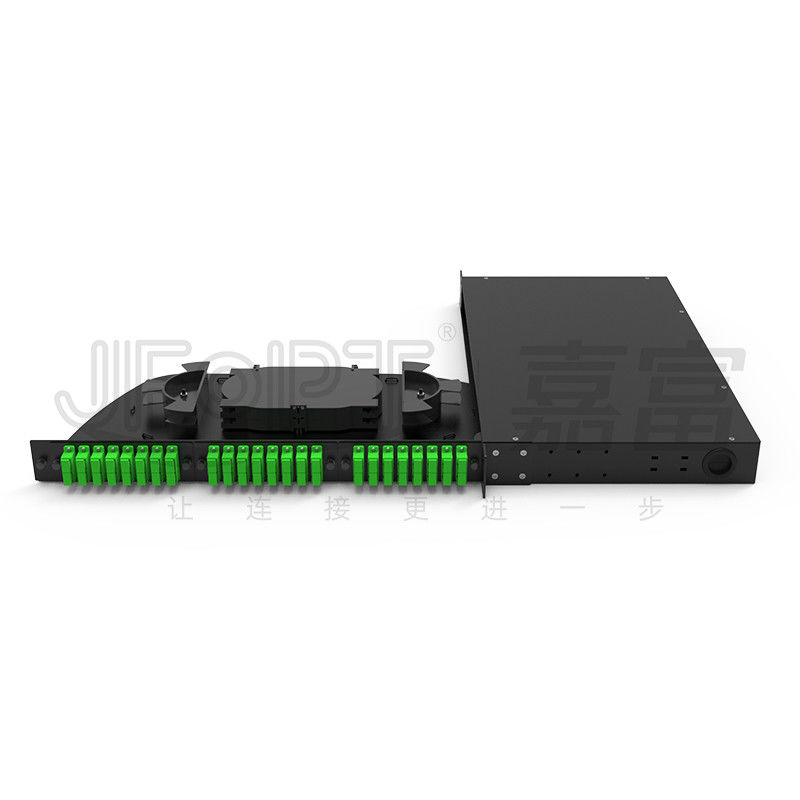 Rotating Opening Duplex SC Patch Panel 1U 48 Cores G657A1 Singlemode Pigtails