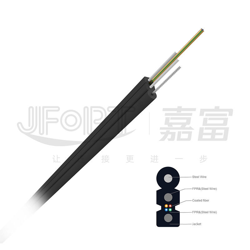 FRP Black Fiber Optic Patch Cord LSZH UV Resistant Autosupported Drop Cable Jumper 2.0*5.0mm
