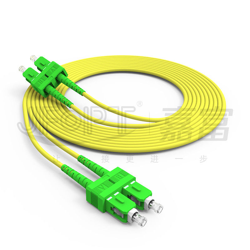Telecom Grade Green Connector SC/APC-SC/APC Fiber Optic Patch Cord G652D Simplex / Duplex LSZH