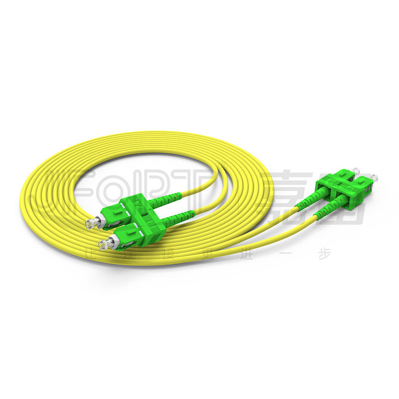 Telecom Grade Green Connector SC/APC-SC/APC Fiber Optic Patch Cord G652D Simplex / Duplex LSZH