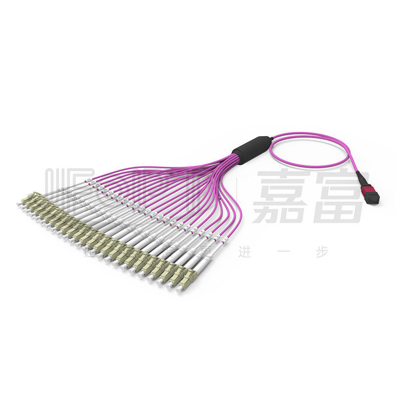 Multimode OM4 24-Core MPO To LC Fiber Cable LSZH For High-Density Data Center