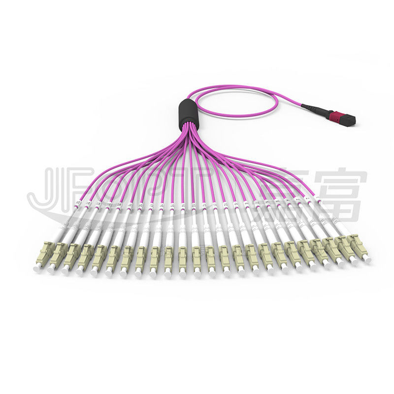Multimode OM4 24-Core MPO To LC Fiber Cable LSZH For High-Density Data Center