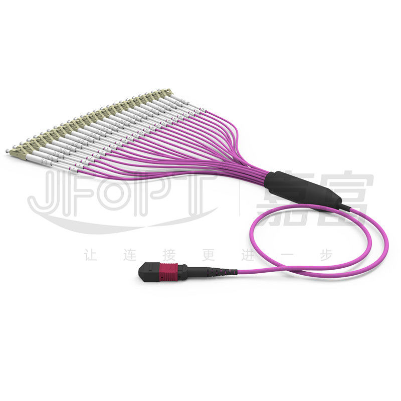 Multimode OM4 24-Core MPO To LC Fiber Cable LSZH For High-Density Data Center