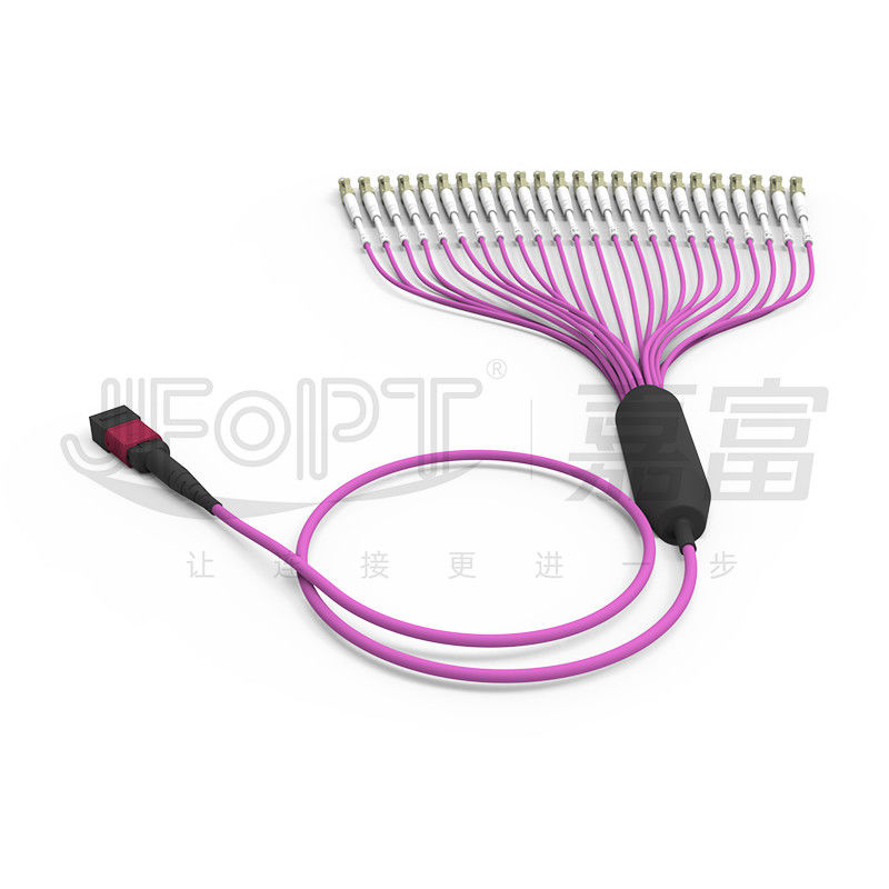 Multimode OM4 24-Core MPO To LC Fiber Cable LSZH For High-Density Data Center