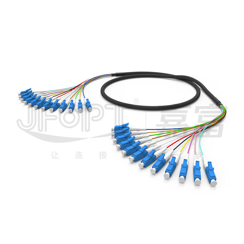 LC-LC Ribbon Fiber Optic Patch Cord SM 12 Core Water-Blocked Aramid Yarn Black LSZH