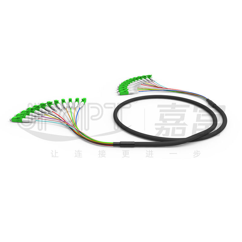 LC-LC Ribbon Fiber Optic Patch Cord SM 12 Core Water-Blocked Aramid Yarn Black LSZH