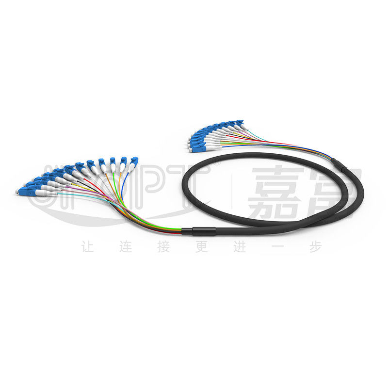 LC-LC Ribbon Fiber Optic Patch Cord SM 12 Core Water-Blocked Aramid Yarn Black LSZH