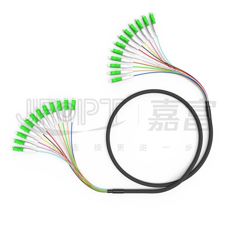 LC-LC Ribbon Fiber Optic Patch Cord SM 12 Core Water-Blocked Aramid Yarn Black LSZH