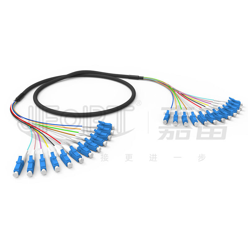 LC-LC Ribbon Fiber Optic Patch Cord SM 12 Core Water-Blocked Aramid Yarn Black LSZH