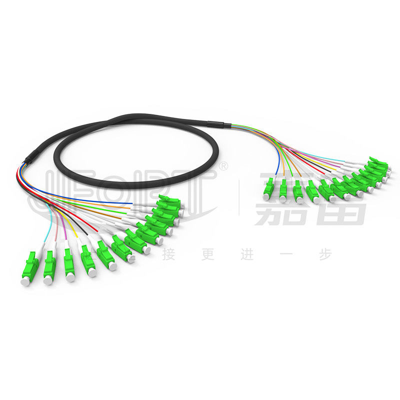 LC-LC Ribbon Fiber Optic Patch Cord SM 12 Core Water-Blocked Aramid Yarn Black LSZH