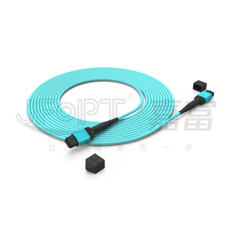 12 Cores Speed MPO Patch Cord Aqua Color for Data Center Connection 10G Multi-mode OM3 Fiber Optic Patch Cord