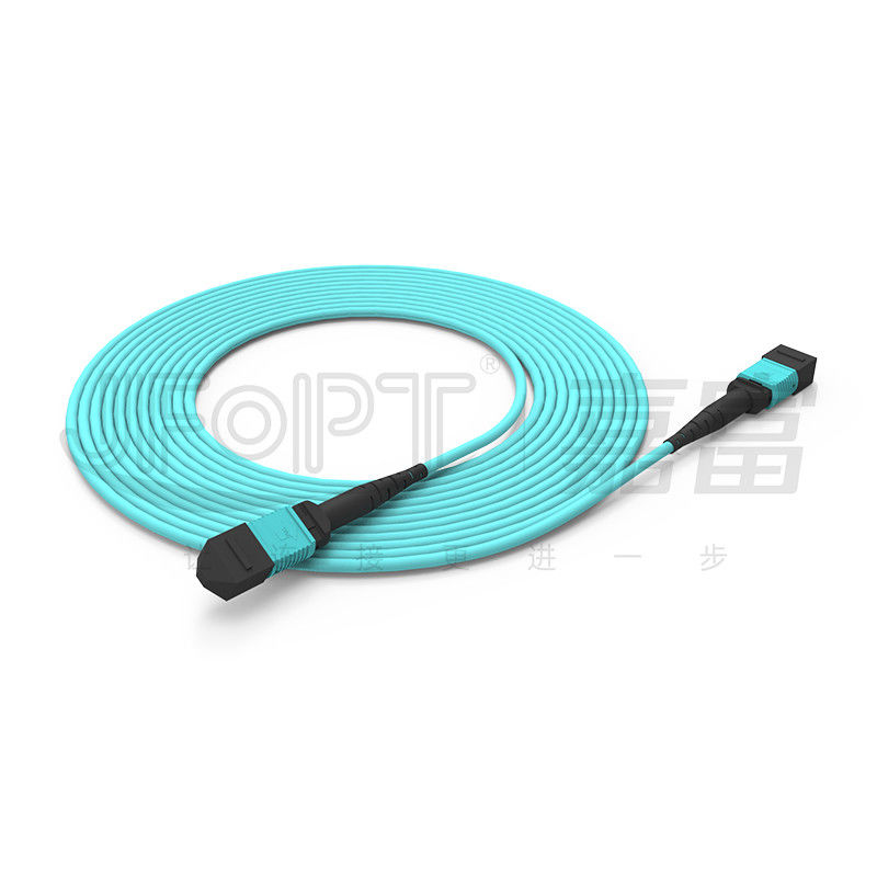 MPO-MPO Trunk Cable Aqua Round Boot Fiber Optic Pigtail Patch Cord for Versatile Networking Solutions