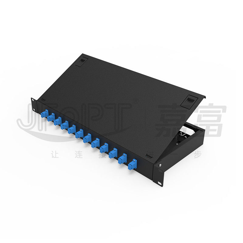 LC/SC/FC/ST Rack Mount Fiber Patch Panel 12/24core With 19-inch Size Door Button Opening