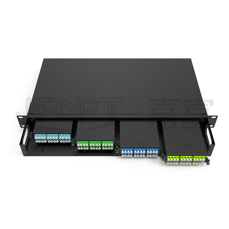 19 Inch 1U 96 Core 4 Pieces Module Box MPO Patch Panel ODF with Default Standard Wire Sequence LC Metal Rack Mounted