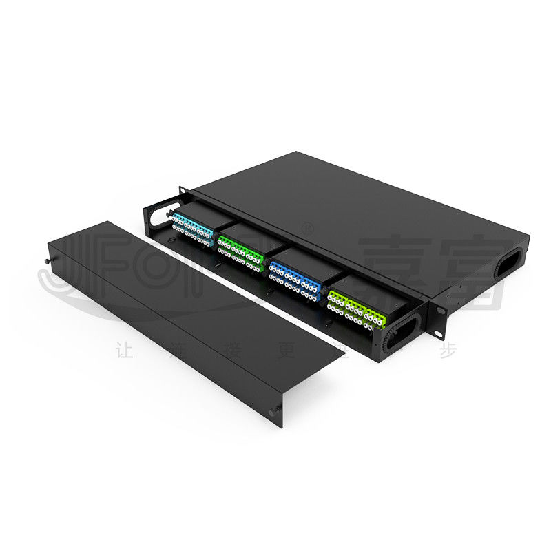 19 Inch 1U 96 Core 4 Pieces Module Box MPO Patch Panel ODF with Default Standard Wire Sequence LC Metal Rack Mounted