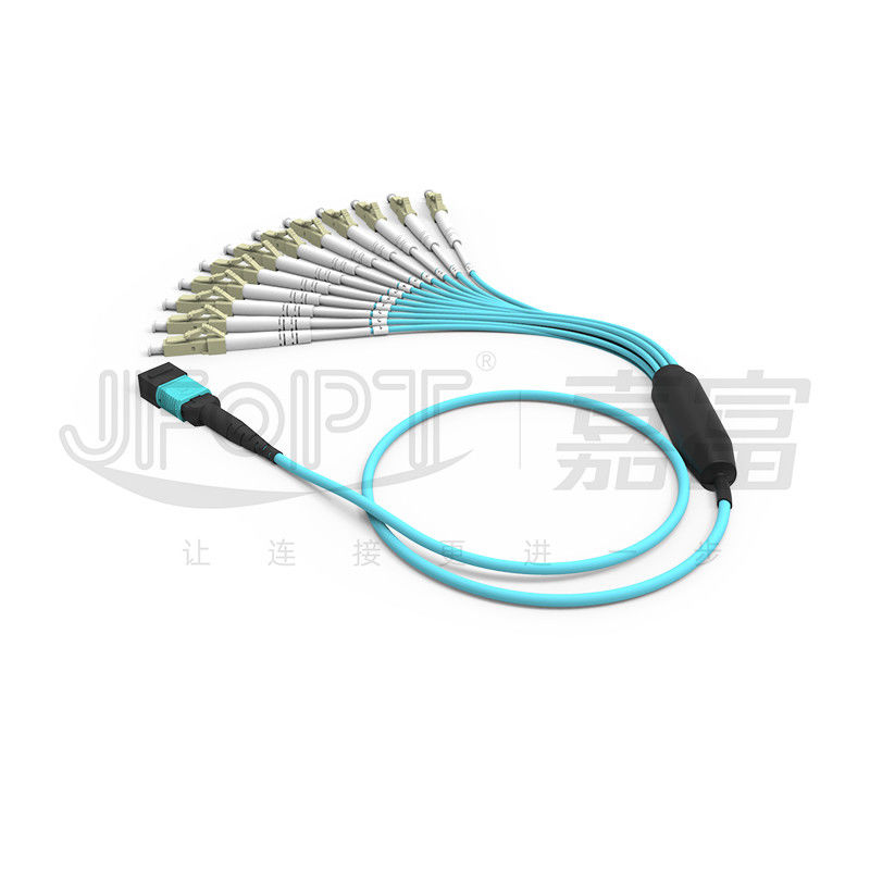 MPO Patch Cord OM3 OM4 MPO-LC Breakout Cable 1 3 5 10 Meter LSZH/PVC Jacket 850/1300nm Aqua