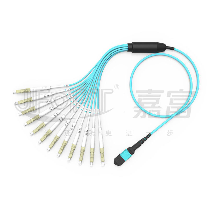 MPO Patch Cord OM3 OM4 MPO-LC Breakout Cable 1 3 5 10 Meter LSZH/PVC Jacket 850/1300nm Aqua