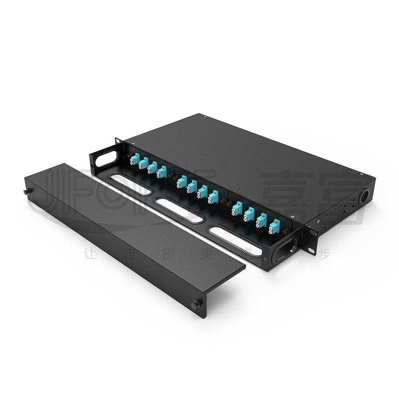 Cold Rolled Steel Fiber Patch Panel 24 Fibers Capacity 19-Inch Rack Mount with 12/24 Slots Tray SC/LC/FC/ST Fixed ODF