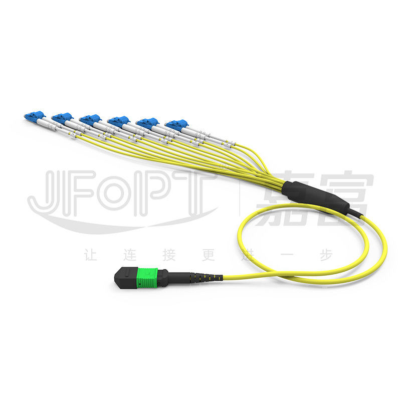 Unequal Length design MPO-LC adapts complex wiring environments SM Breakout Cable 12 Fiber Customizable LC DX Patch Cord