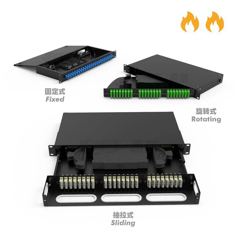 Grey Fusion Splice Tray Rack Mount Fiber Patch Panel Electrostatic Spraying Coating Rotating Tray