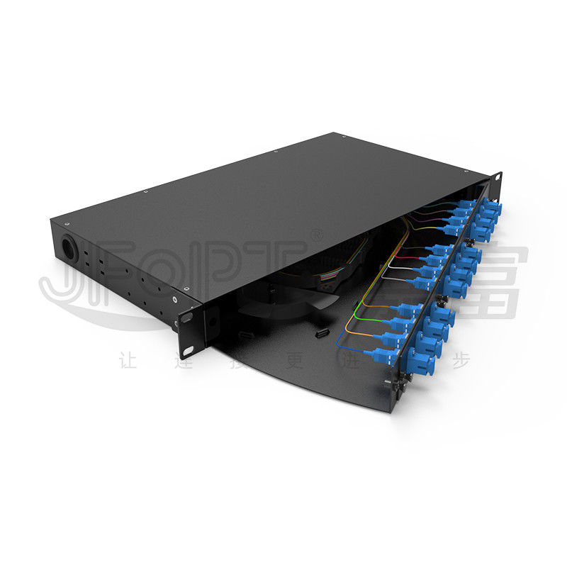 FTTZ FTTB 1U Rotating Design Fusion Splice Tray 12/24/48/96 Cores Fiber Patch Panel Cold Rolled Steel Rack Mount Cabinet